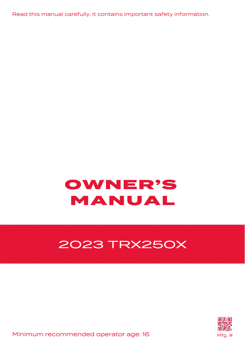 Imagen de la primera página del manual del dispositivo TRX250X (2023)