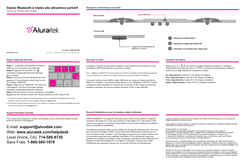 Página 1 del manual Manual de usuario Aluratek ABLKO4F