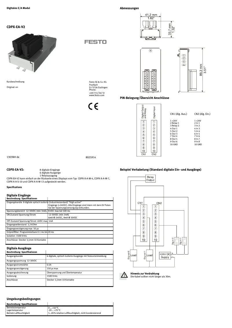Imagen de la primera página del manual del dispositivo CDPX-EA-V2