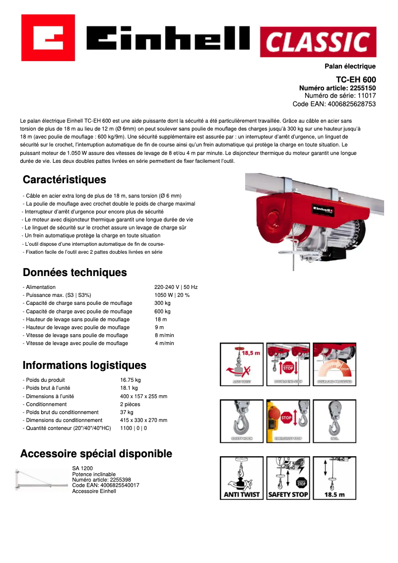 Imagen de la primera página del manual del dispositivo TC-EH 600