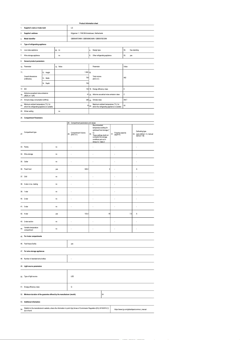 Página nº 1 - Ficha técnica LG GBB567SECMN