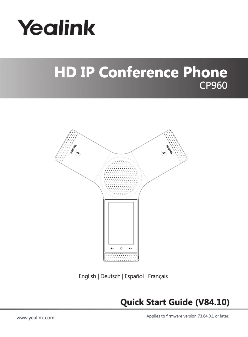 Página 1 del manual Guía de inicio rápido Yealink CP960