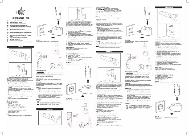 Imagen de la primera página del manual del dispositivo NIGHT001