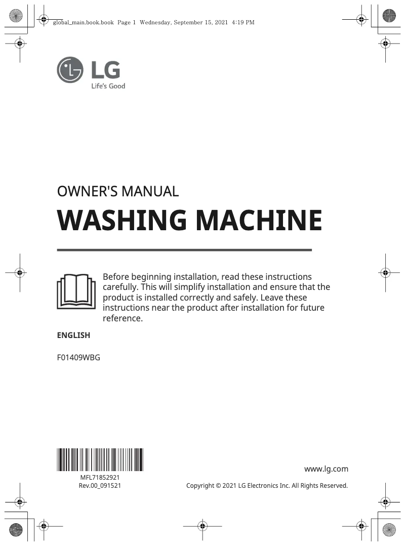 Imagen de la primera página del manual del dispositivo F01409WBG