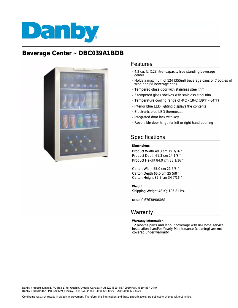 Imagen de la primera página del manual del dispositivo DBC039A1BDB