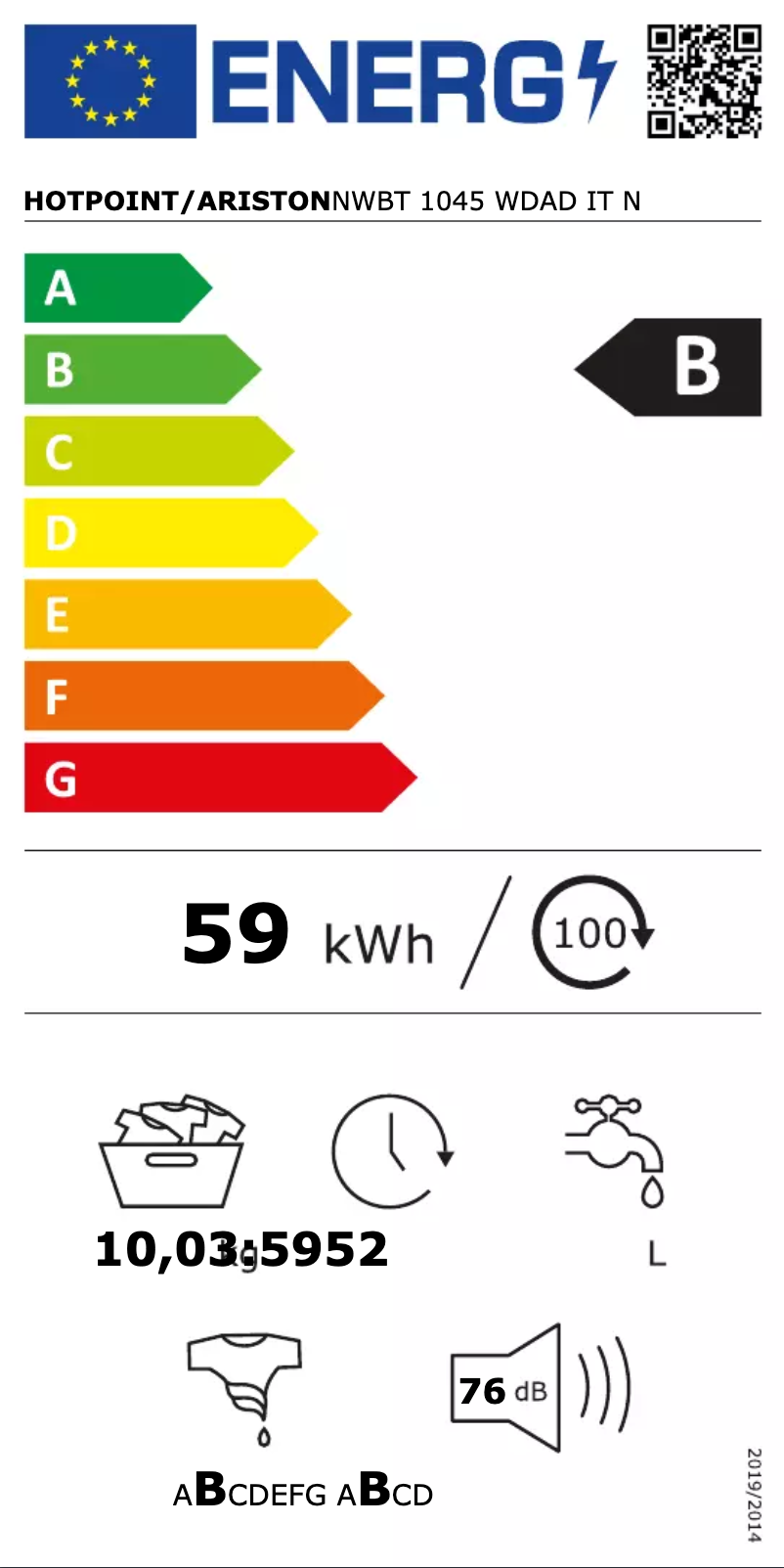 Página 1 del manual Manual de usuario Hotpoint NWBT 1045 WDAD IT N
