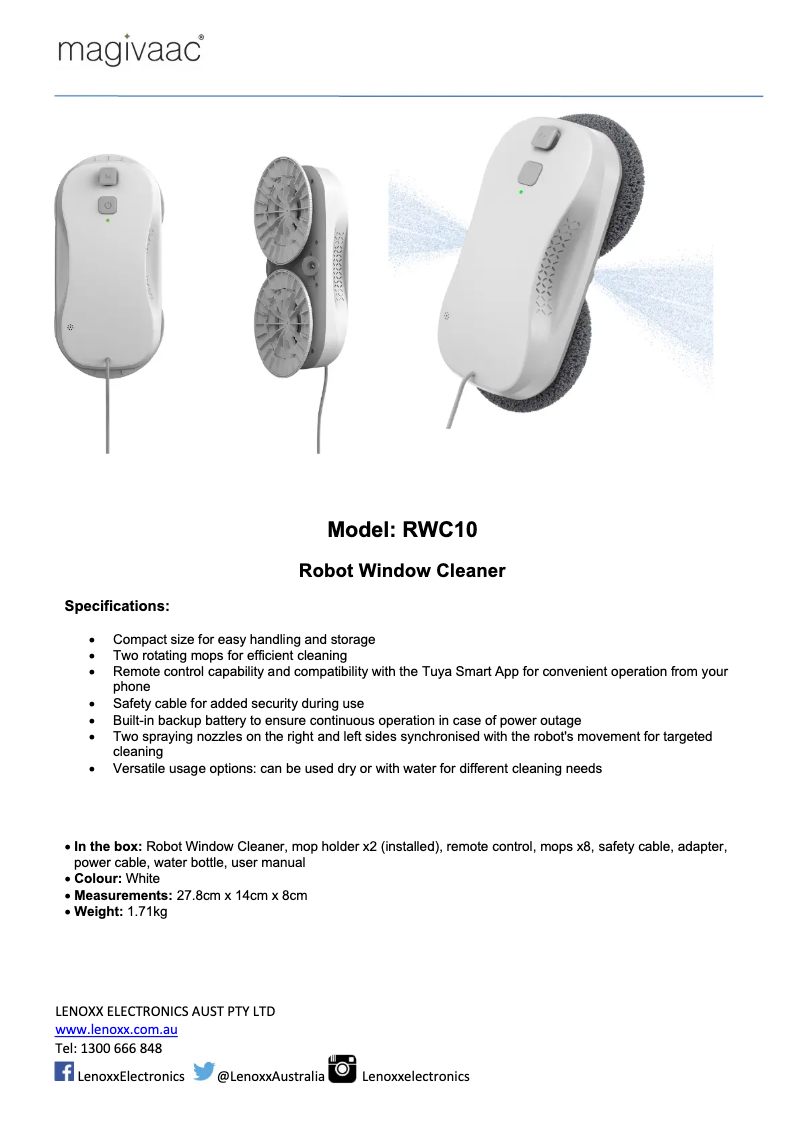 Página 1 del manual Ficha técnica Magivaac RWC10
