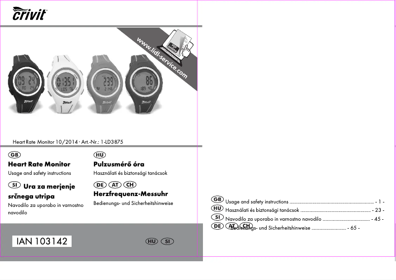 Página 1 del manual Manual de usuario Crivit 1-LD3875 IAN 103142