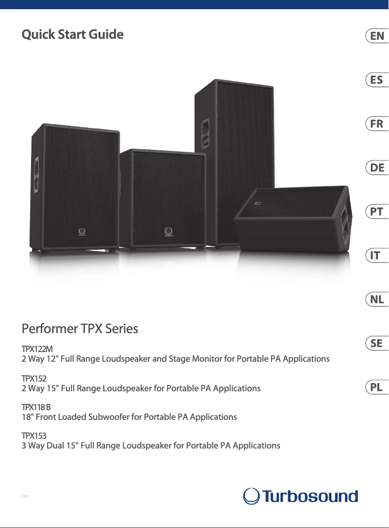 Imagen de la primera página del manual del dispositivo Performer TPX152