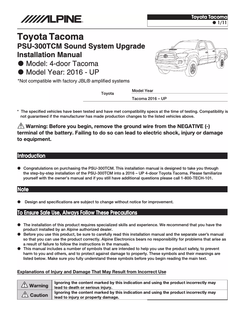 Imagen de la primera página del manual del dispositivo PSU-300TCM