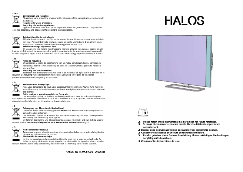 Imagen de la primera página del manual del dispositivo Halos 10