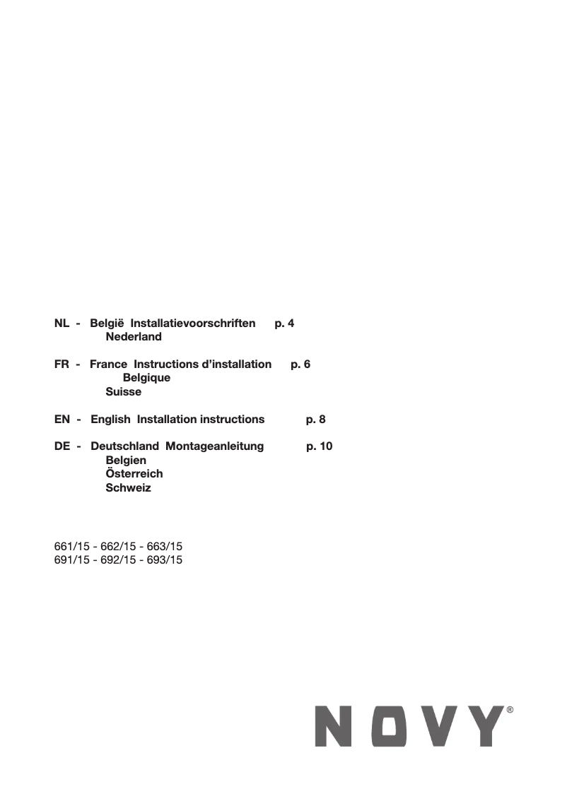 Página 1 del manual Guía de instalación Novy 661