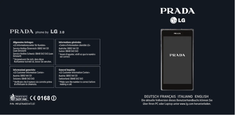 Imagen de la primera página del manual del dispositivo LG-P940