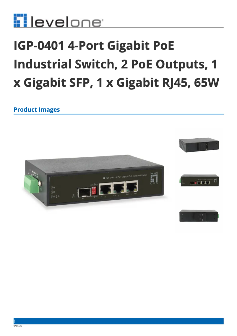 Imagen de la primera página del manual del dispositivo IGP-0401