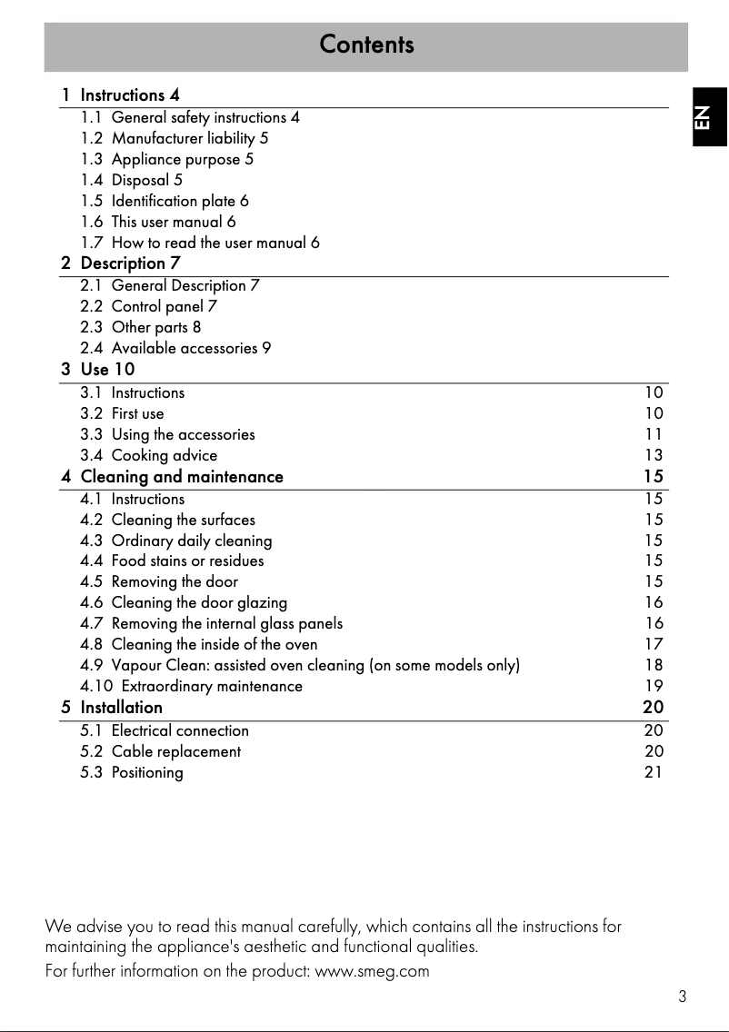 Página 1 del manual Manual de usuario Smeg SFA6304X