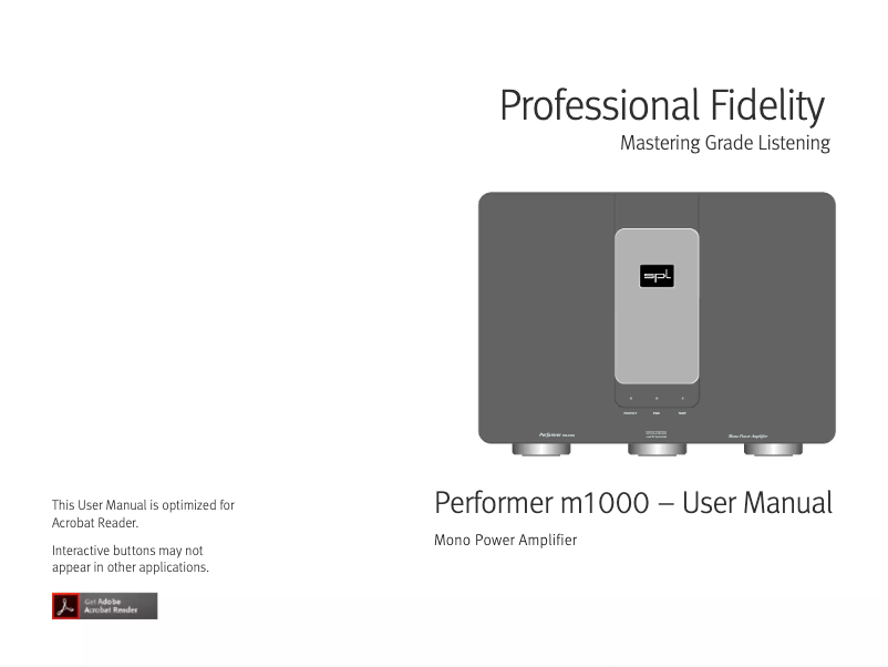 Imagen de la primera página del manual del dispositivo Performer m1000