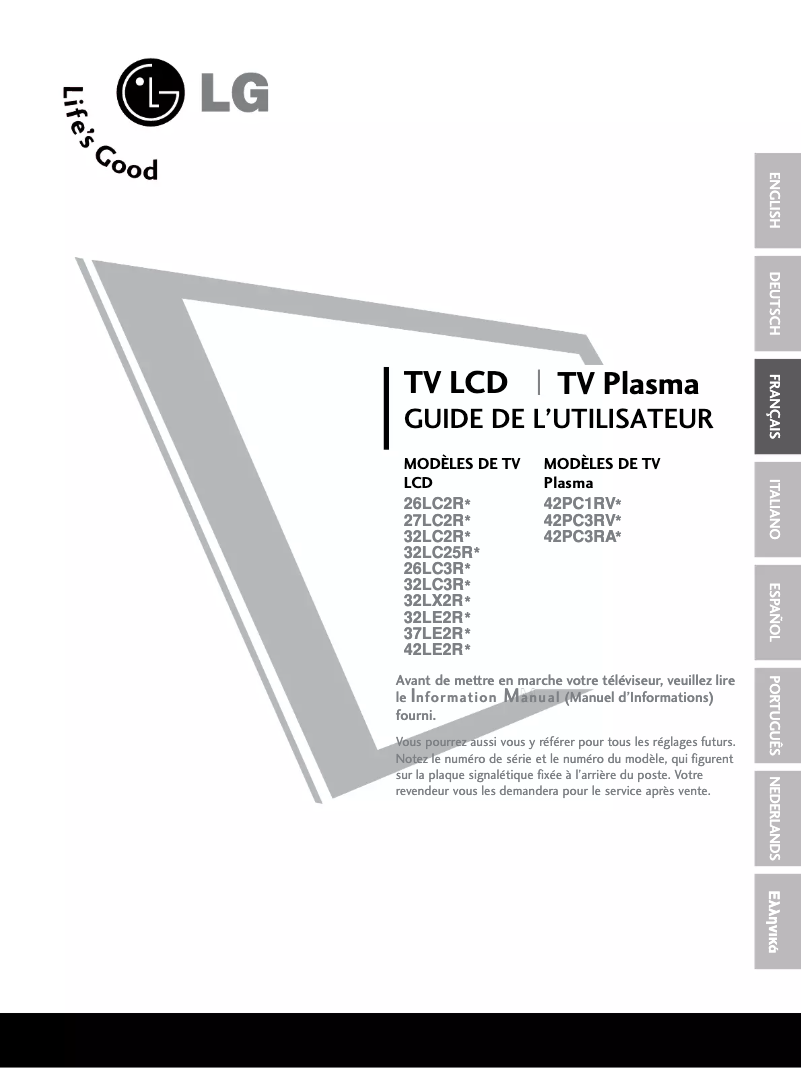 Imagen de la primera página del manual del dispositivo 32LX2R