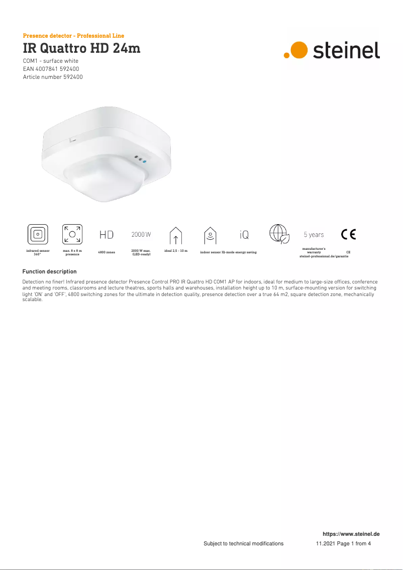 Imagen de la primera página del manual del dispositivo IR Quattro HD 24m