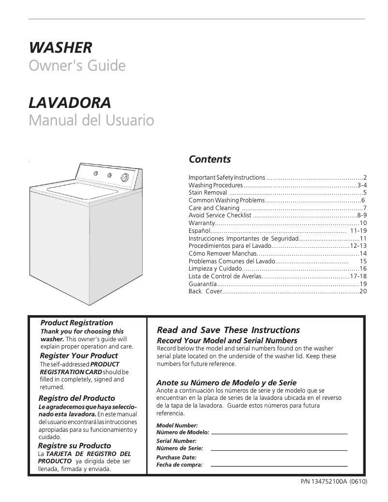 Página 1 del manual Manual de usuario Frigidaire NMWS336FS