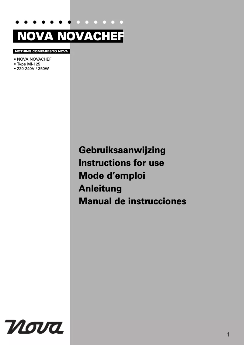 Página 1 del manual Manual de usuario Nova Novachef 220125