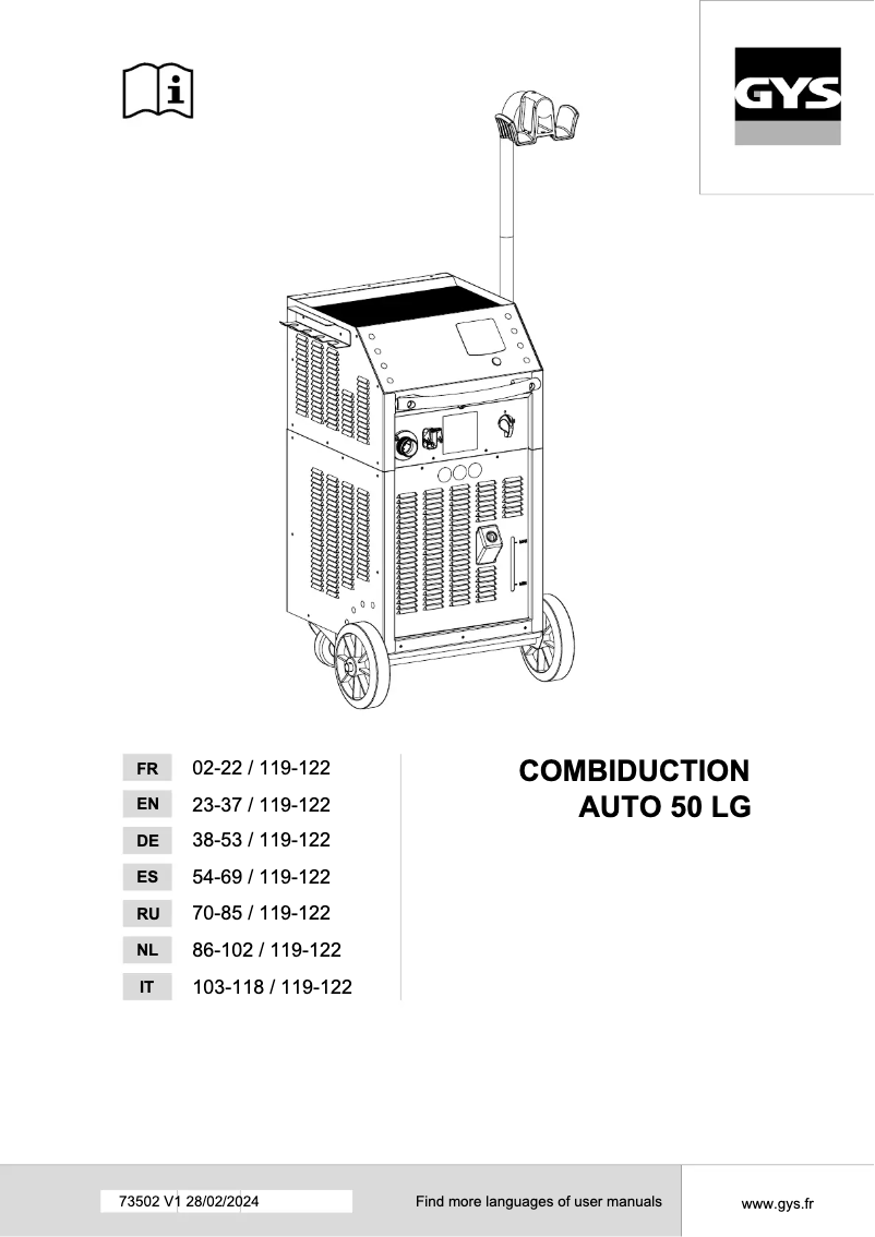 Página 1 del manual Manual de usuario GYS Combiduction Auto 50 LG