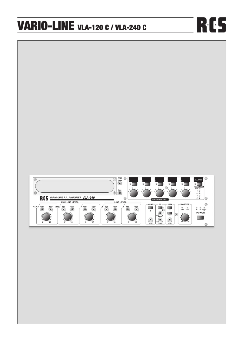 Imagen de la primera página del manual del dispositivo VLA-120 C