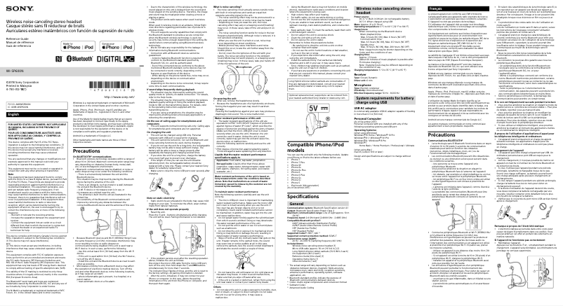 Página 1 del manual Manual de usuario Sony WI-SP600N