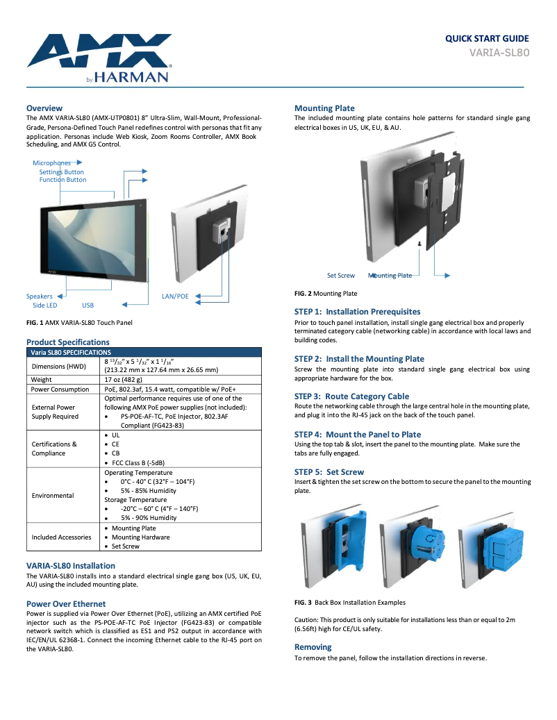 Imagen de la primera página del manual del dispositivo VARIA-SL80