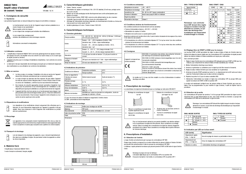 Imagen de la primera página del manual del dispositivo Sineax TV815