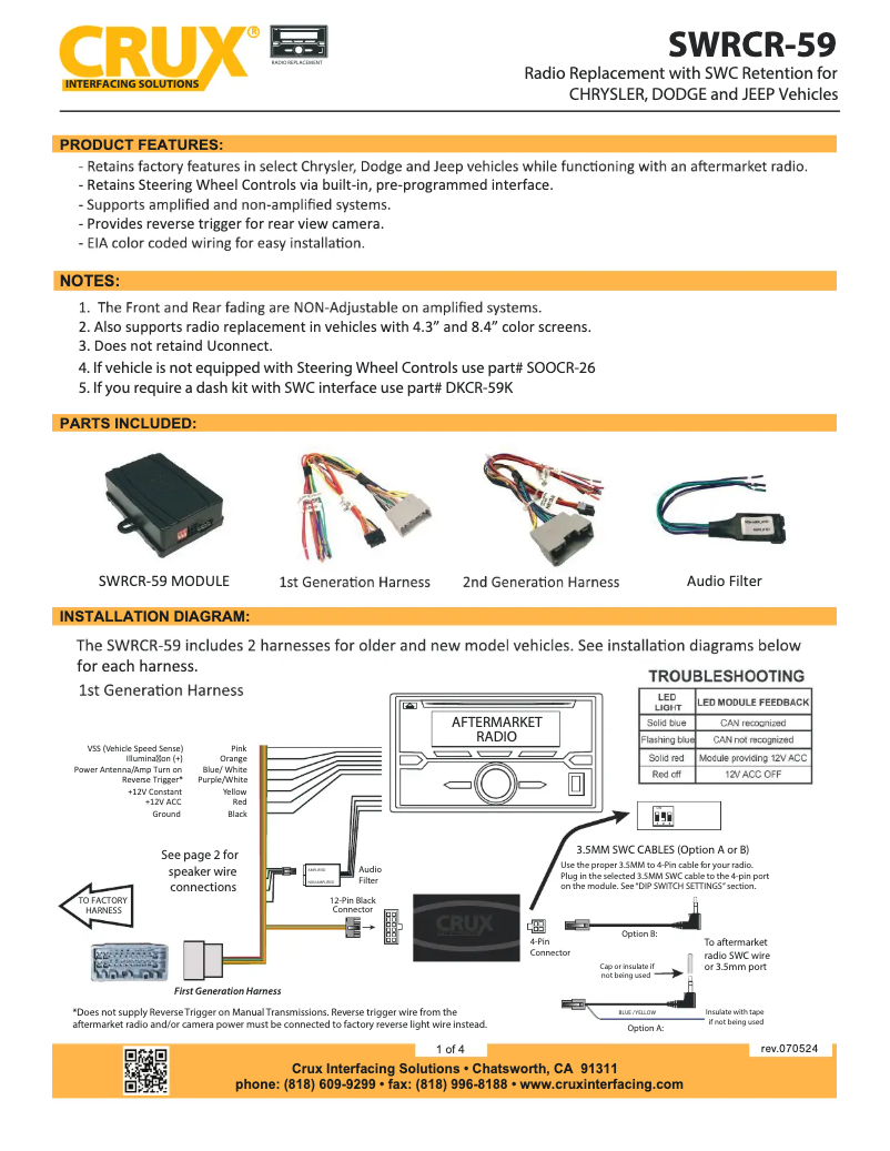 Imagen de la primera página del manual del dispositivo SWRCR-59