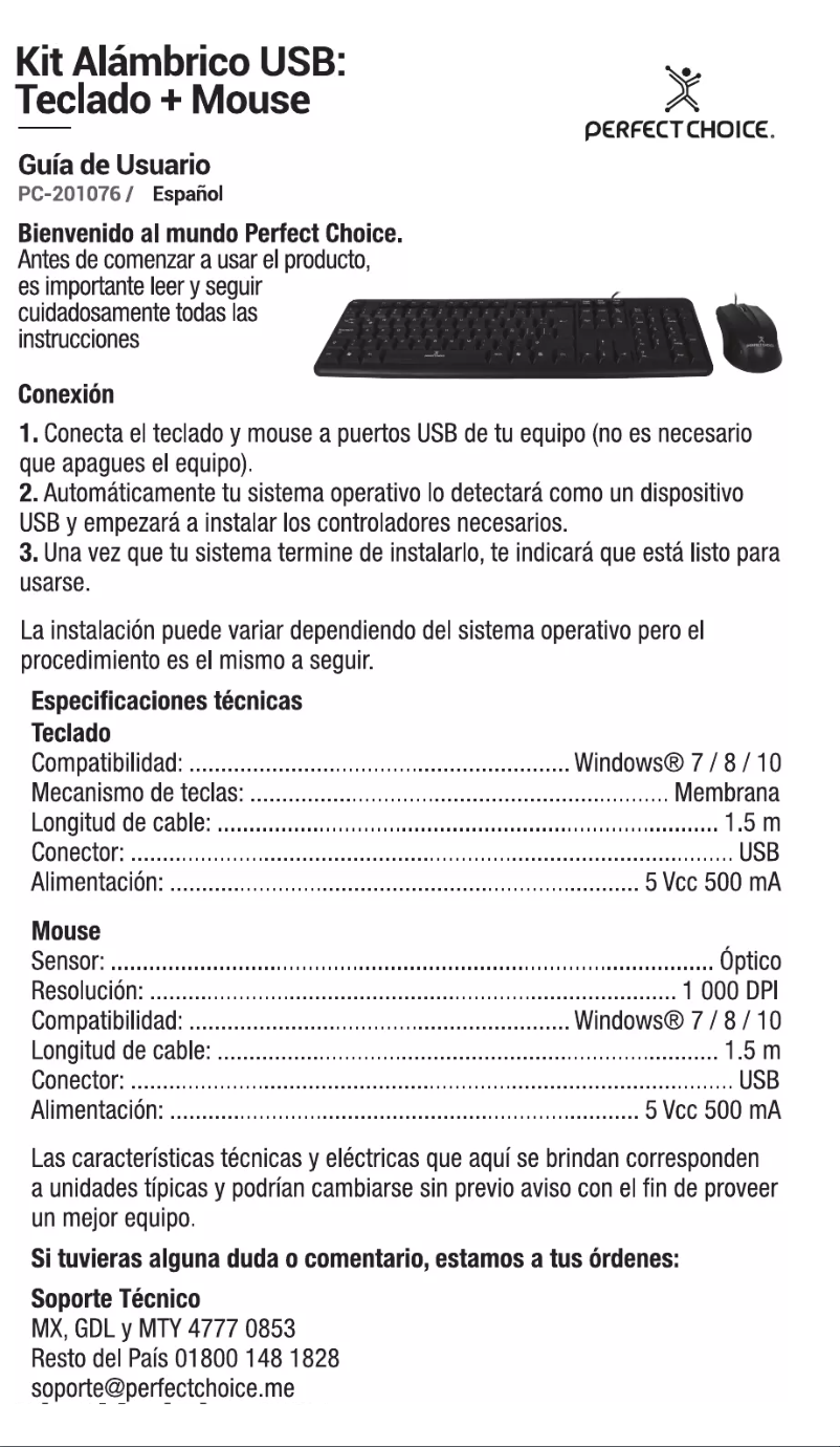 Página nº 1 - Manual de usuario Perfect Choice PC-201076