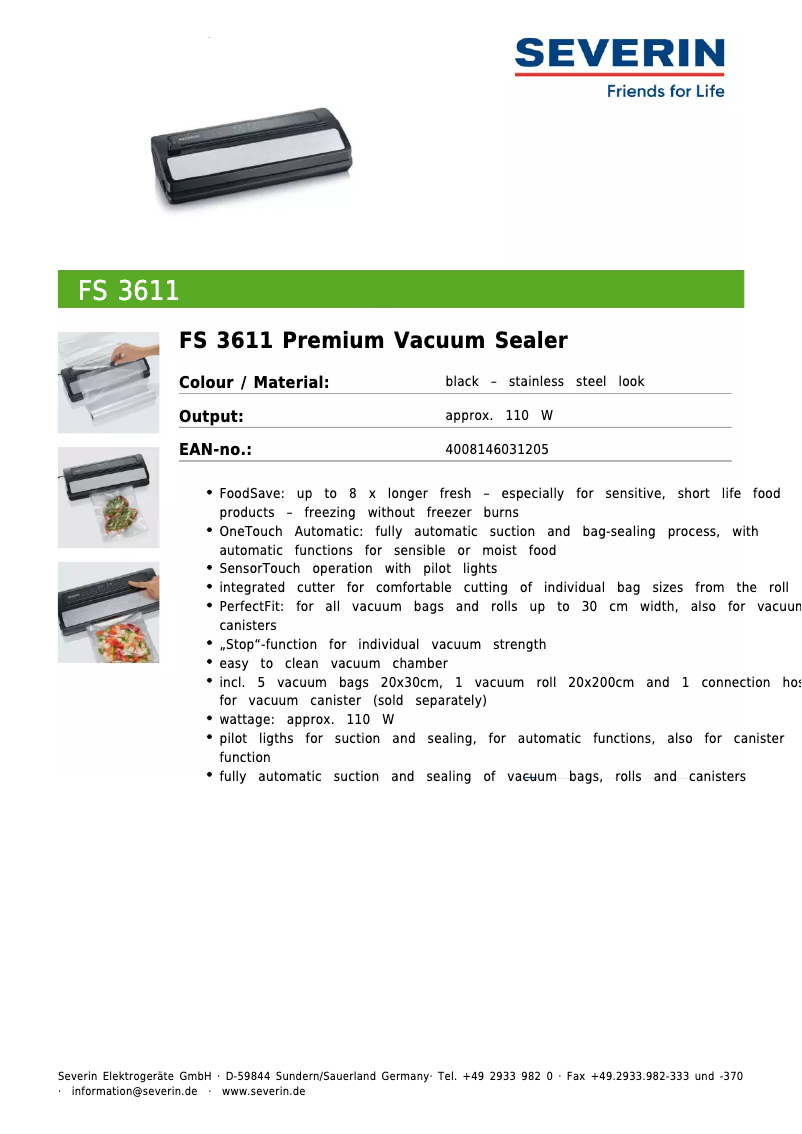 Imagen de la primera página del manual del dispositivo FS 3611