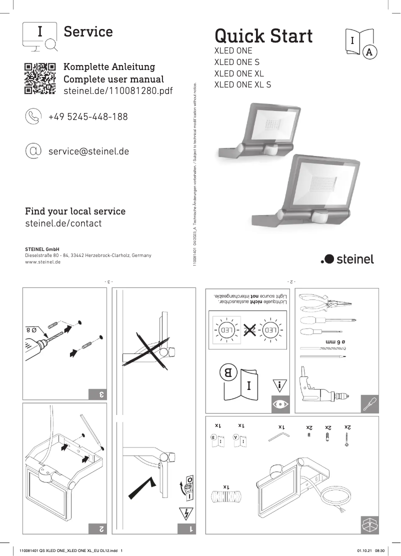 Imagen de la primera página del manual del dispositivo XLED ONE S