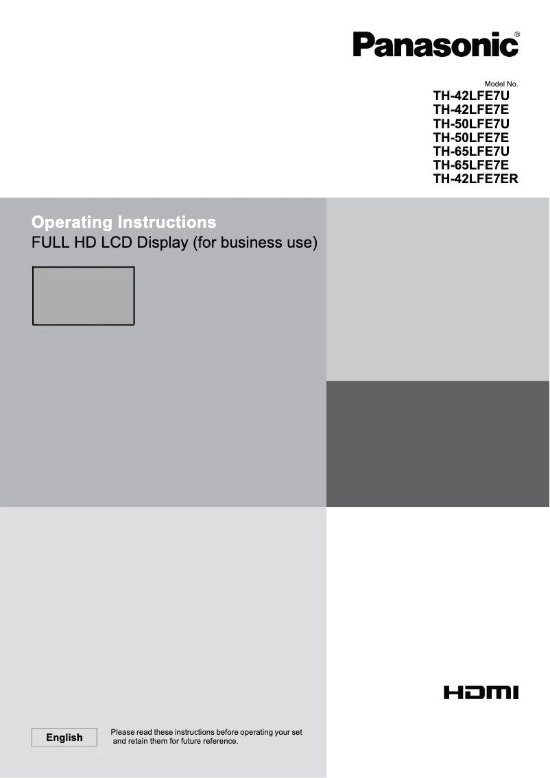 Imagen de la primera página del manual del dispositivo TH-65LFE7