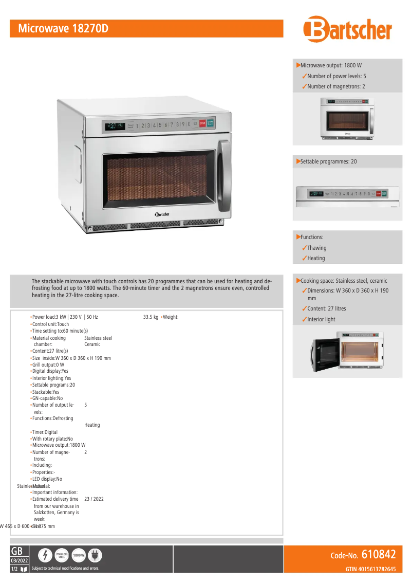 Imagen de la primera página del manual del dispositivo 18270D