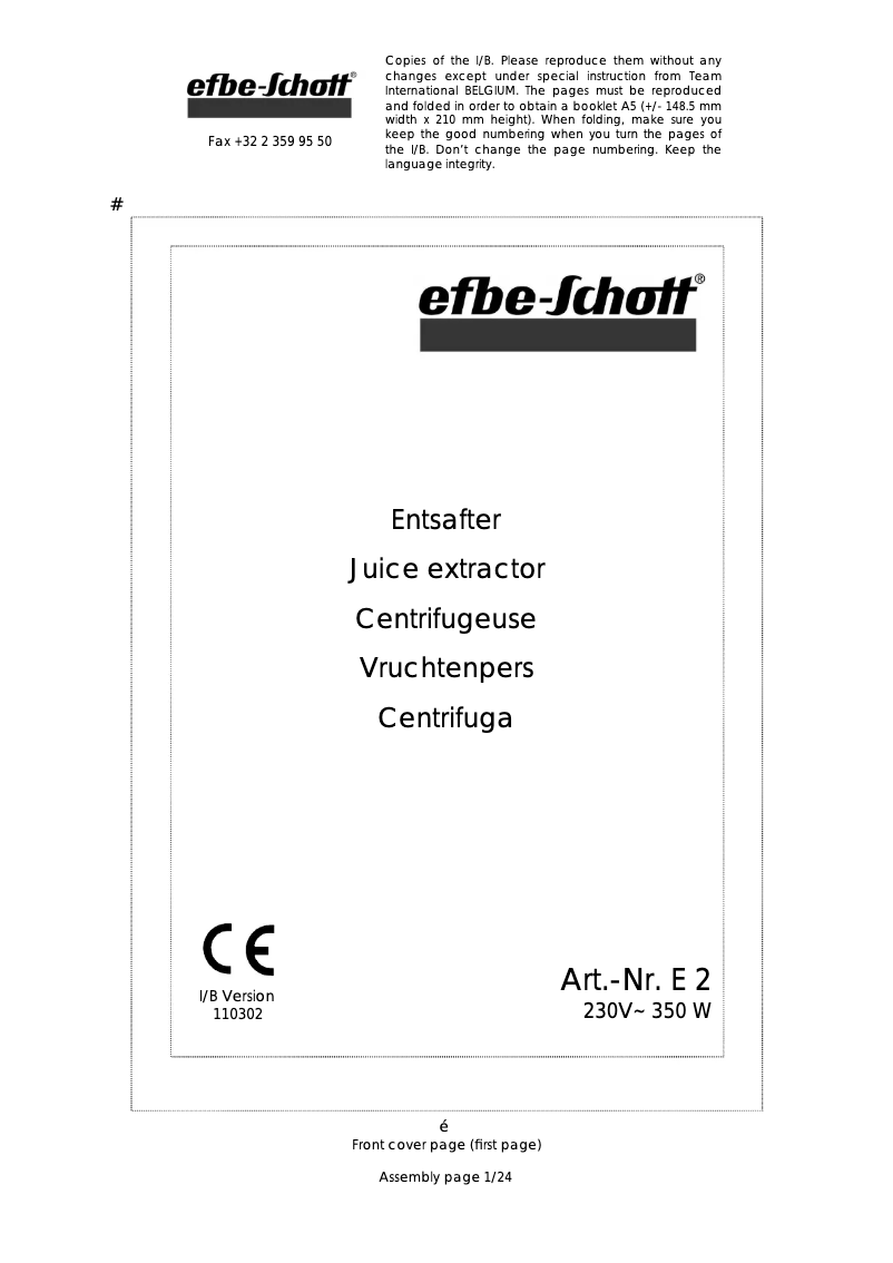 Imagen de la primera página del manual del dispositivo E 2