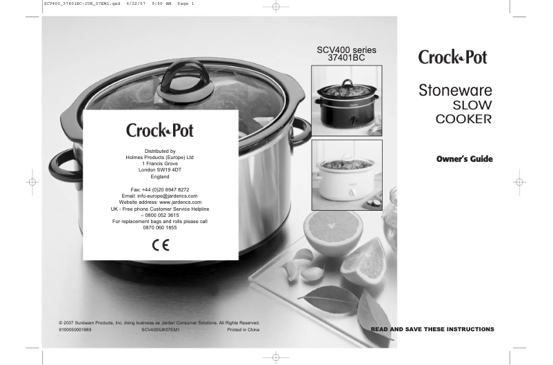 Página 1 del manual Manual de usuario Crock-Pot SCV400PSS