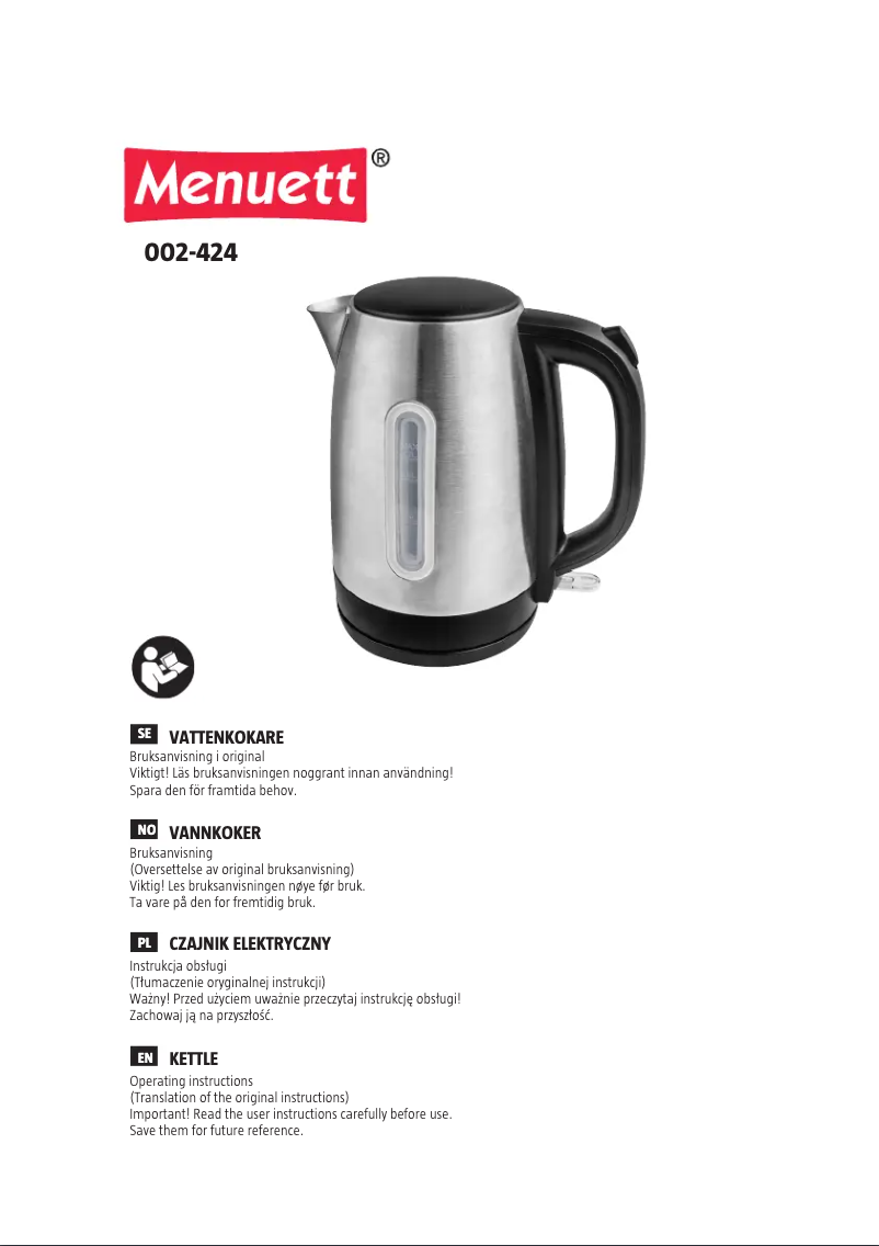 Página 1 del manual Manual de usuario Menuett 002-424