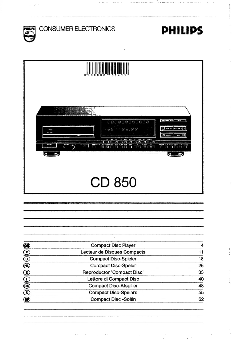 Imagen de la primera página del manual del dispositivo CD850