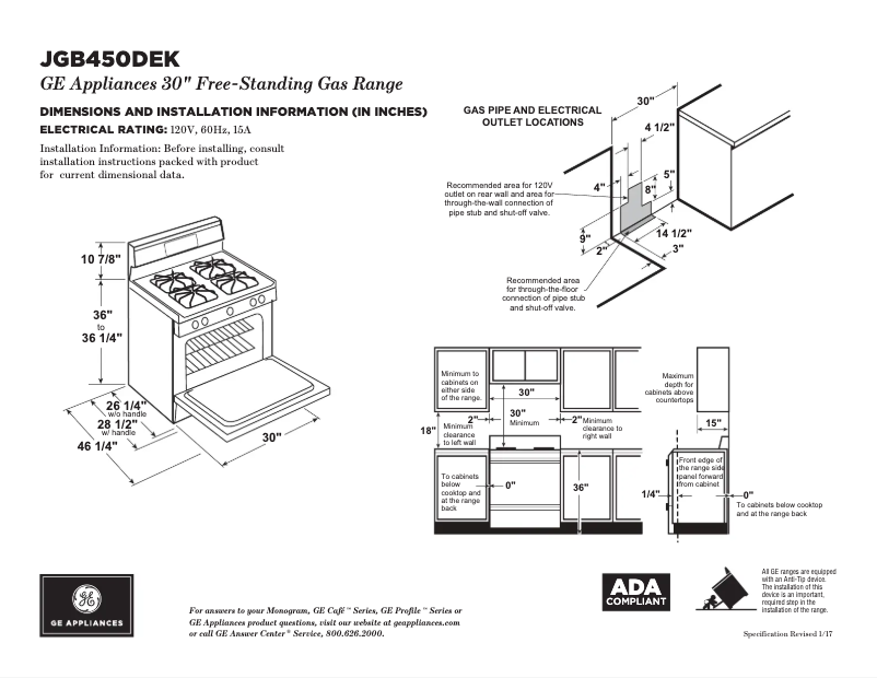 Imagen de la primera página del manual del dispositivo JGB450DEKWW