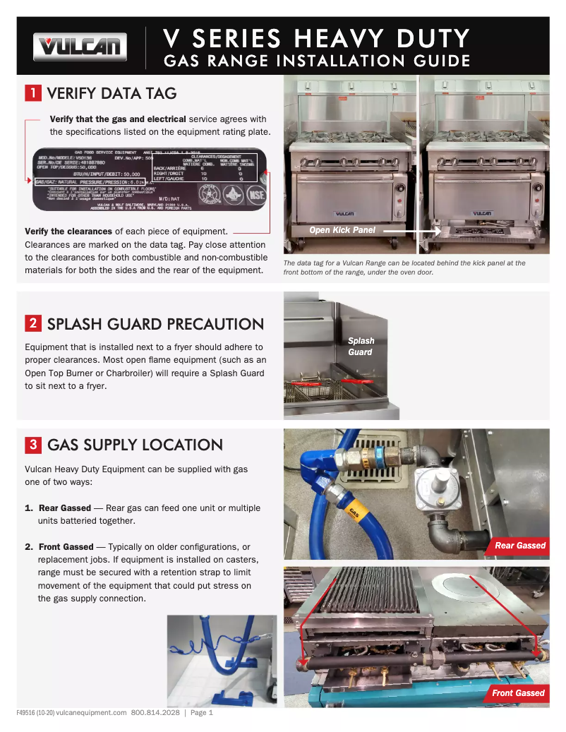 Página 1 del manual Guía de instalación Vulcan V6B36C