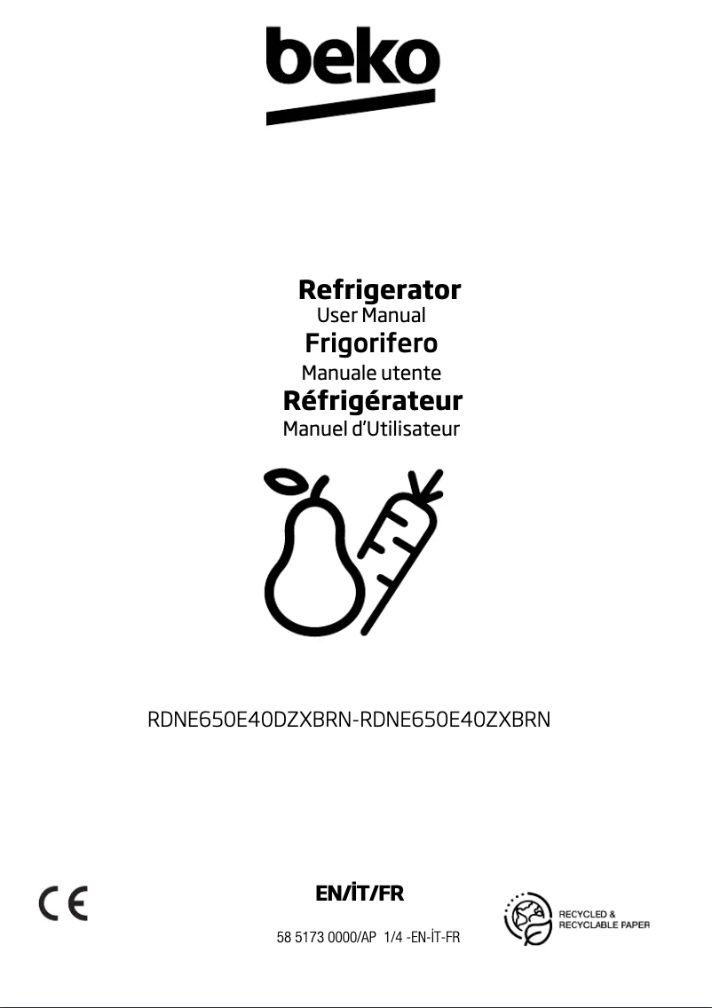 Página 1 del manual Manual de usuario Beko RDNE650E40DZXBRN