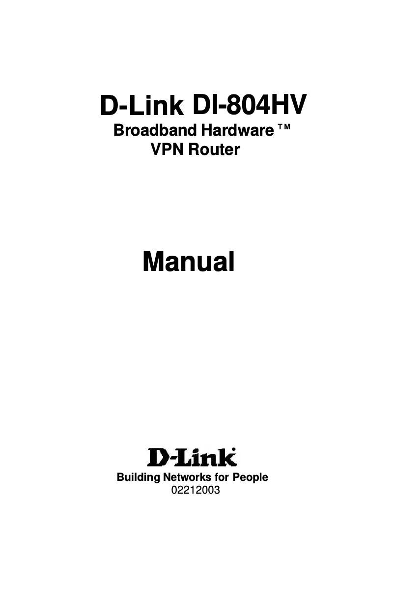 Imagen de la primera página del manual del dispositivo DI-804HV