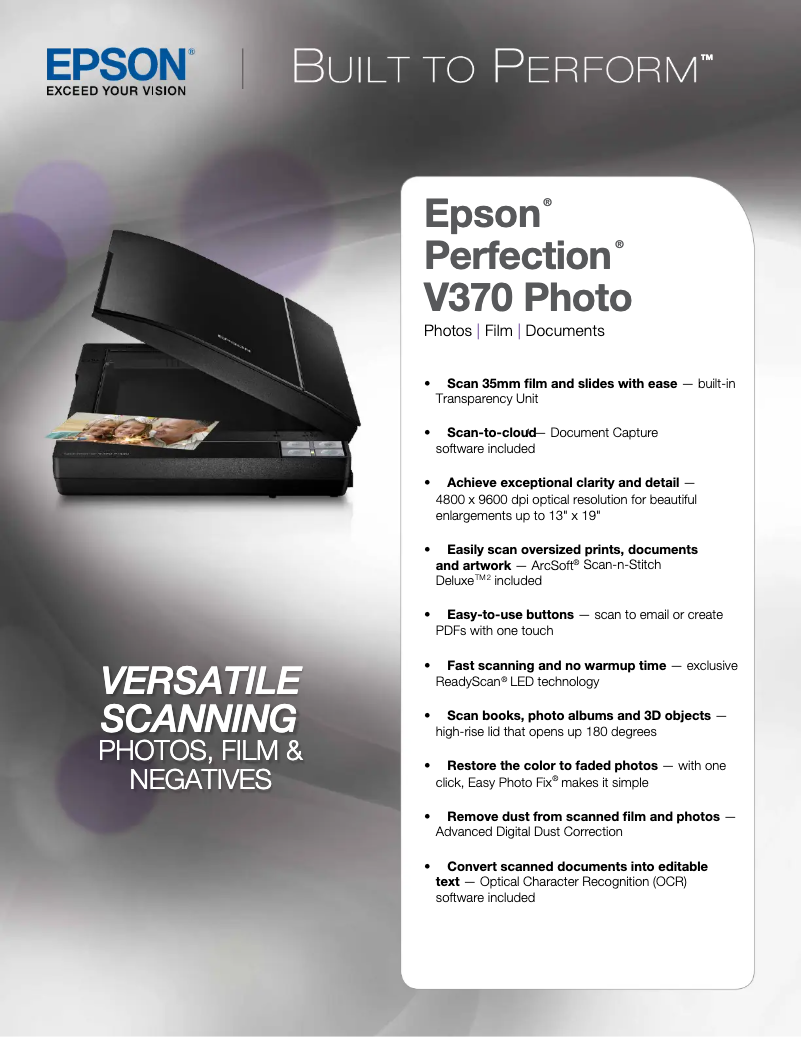 Página 1 del manual Ficha técnica Epson Perfection V370