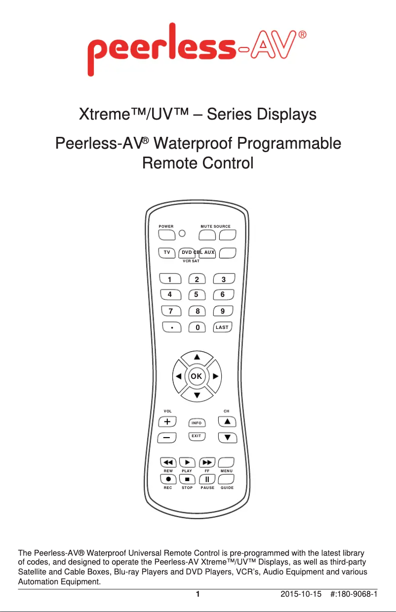 Página 1 del manual Manual de usuario Peerless-AV CL-49PLC68-OB-EUK