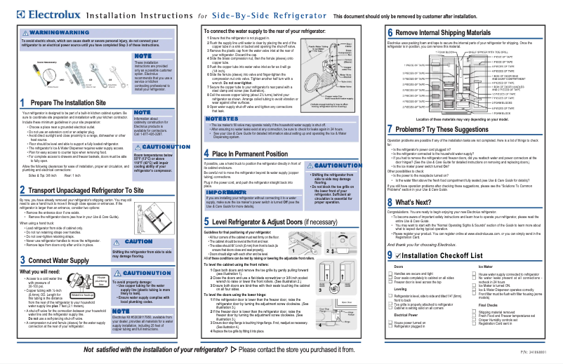 Página 1 del manual Guía de instalación Electrolux EW23CS65GS