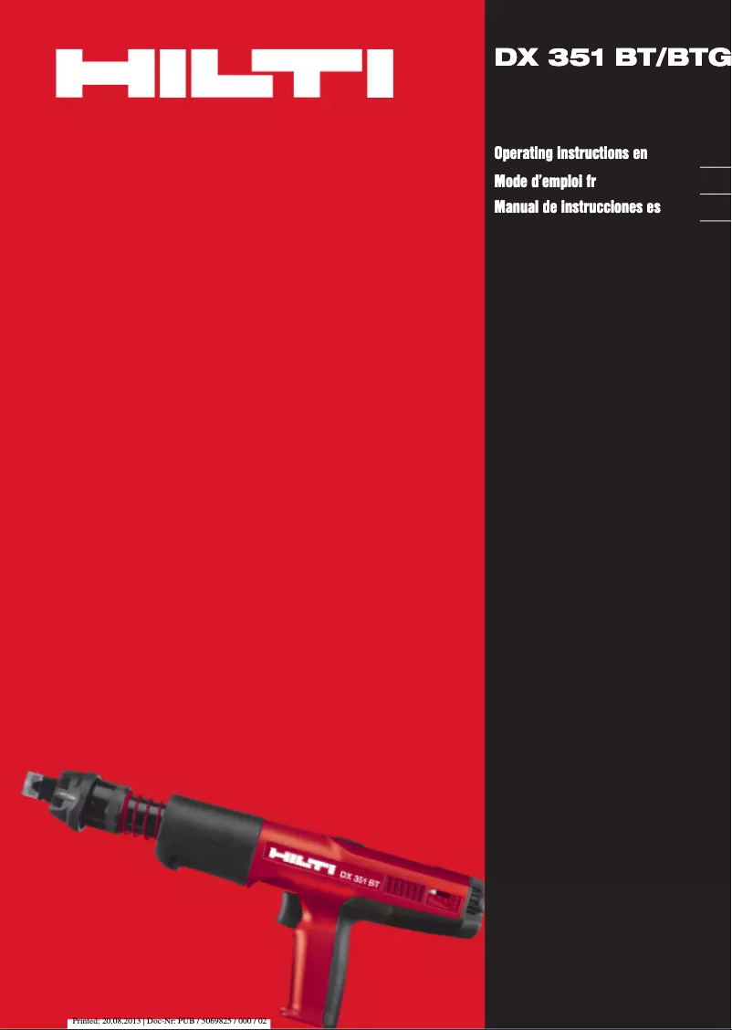 Página 1 del manual Manual de usuario Hilti DX 351-BT