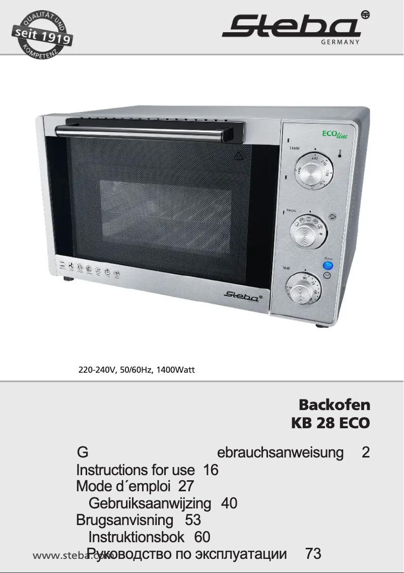 Imagen de la primera página del manual del dispositivo KB 28 ECO