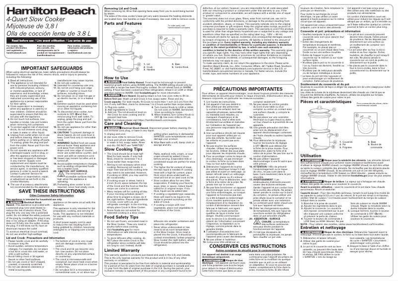 Página 1 del manual Manual de usuario Hamilton Beach 33240