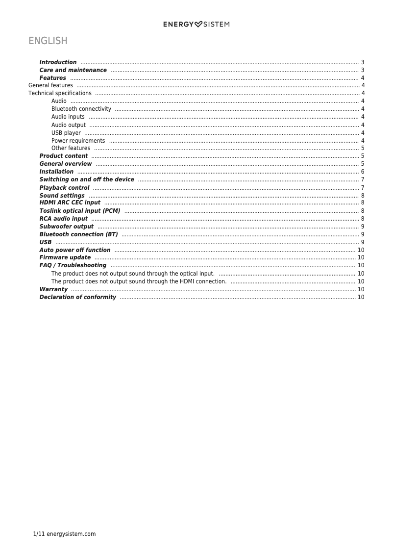 Página nº 1 - Manual de usuario Energy Sistem Studio Monitor 4 Hi Fi